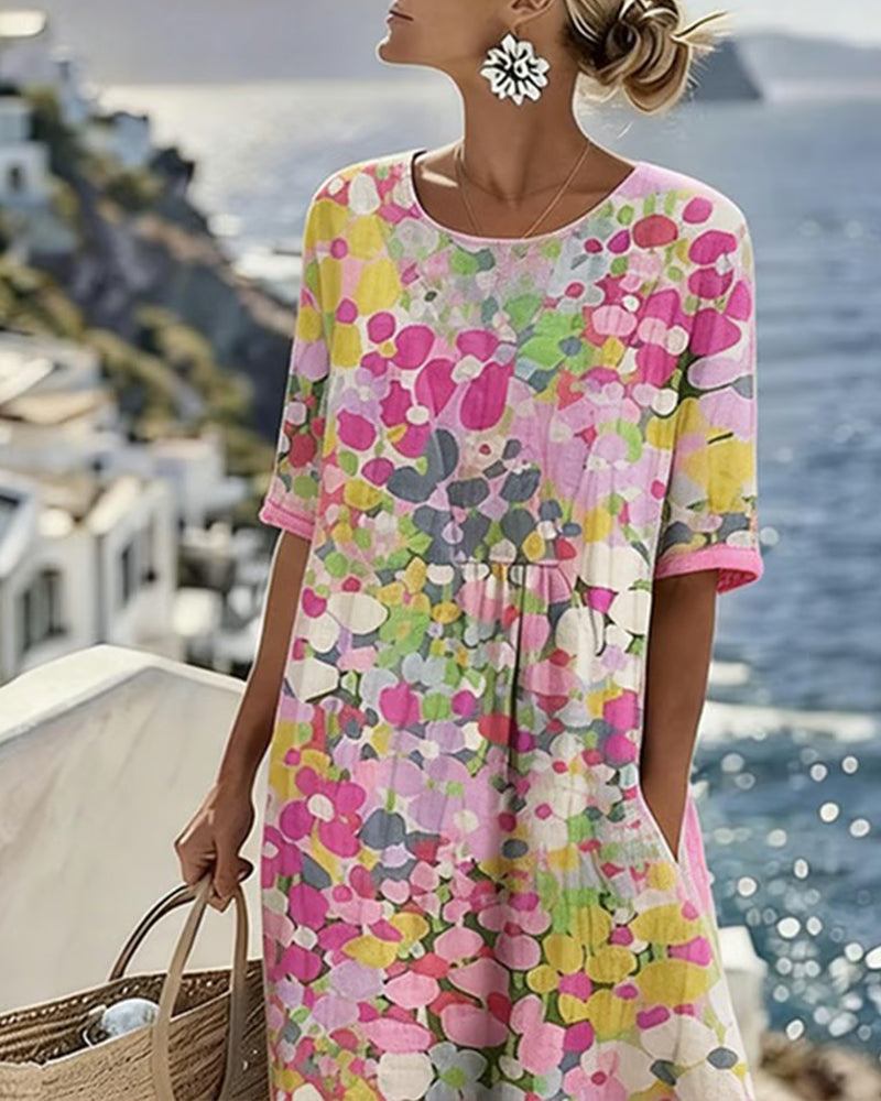 Elena | Vestido midi floral ligero y fluido