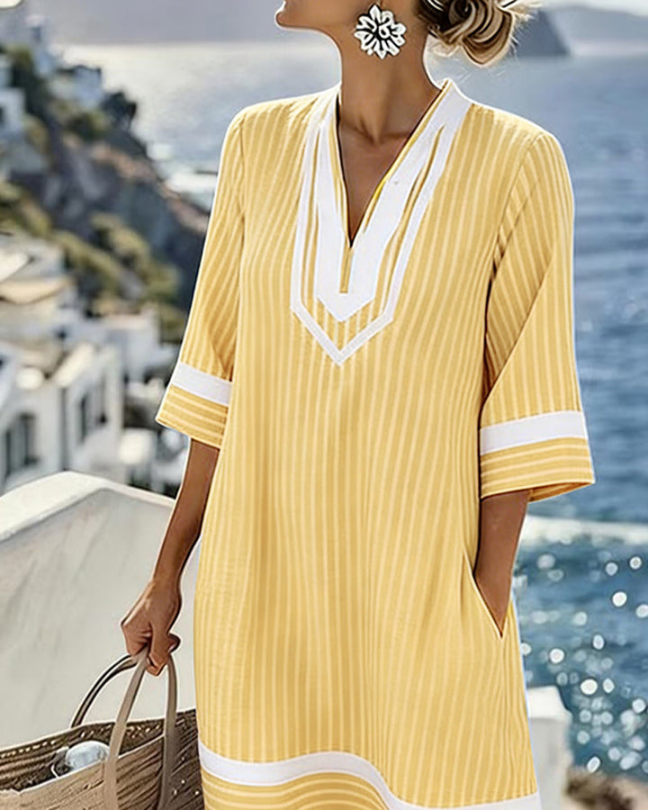 Klara | Vestido de rayas ligero con escote en V