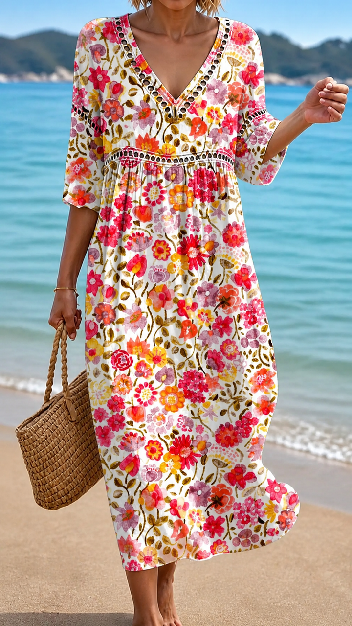 Lea | Suave Vestido Midi Azul de Verano