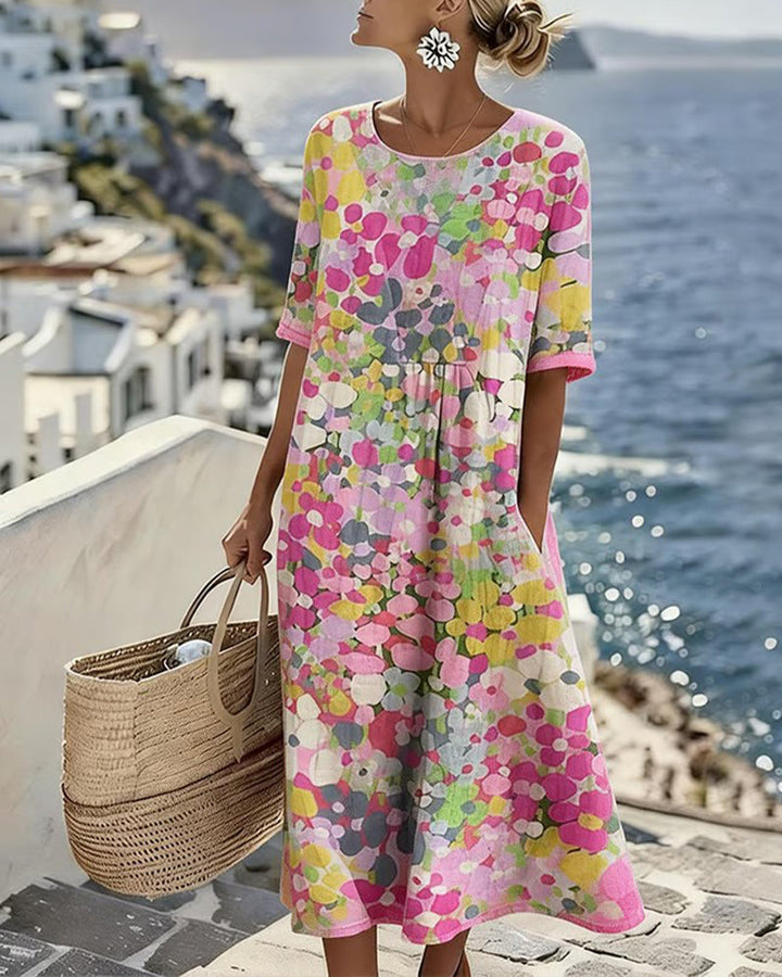 Elena | Vestido midi floral ligero y fluido