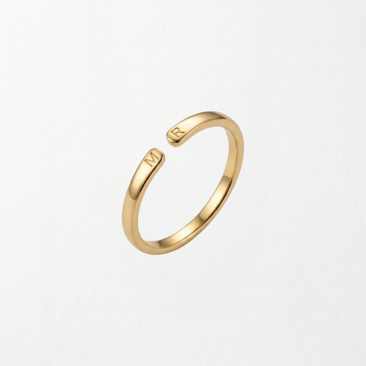 Anillo Abierto Iniciales Dobles Personalizable