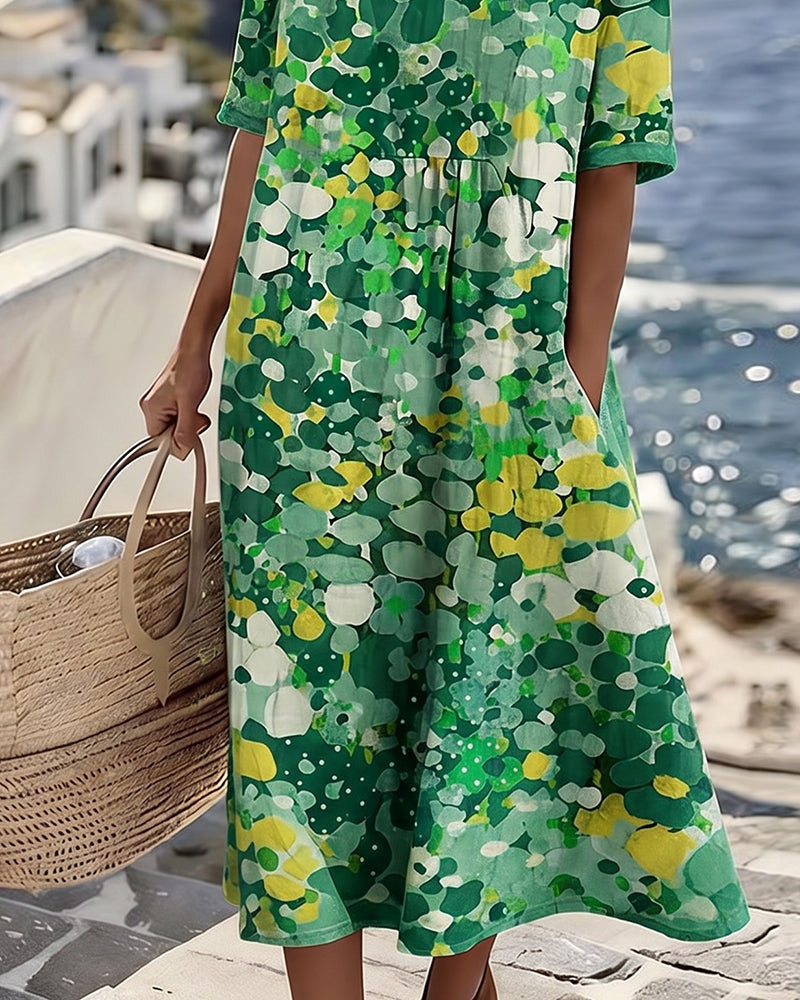 Elena | Vestido midi floral ligero y fluido