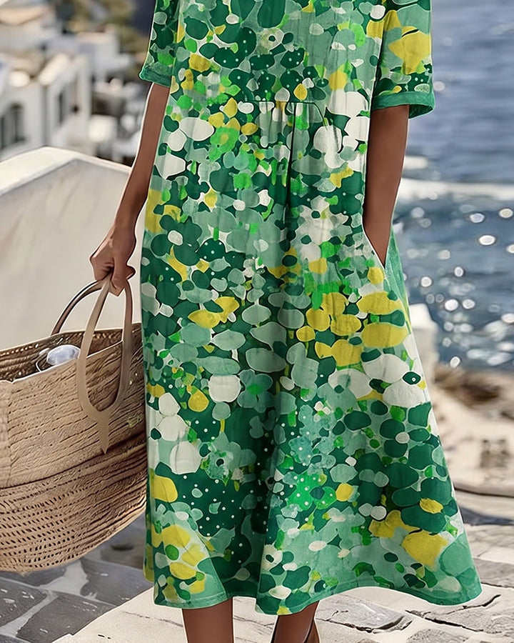 Elena | Vestido midi floral ligero y fluido