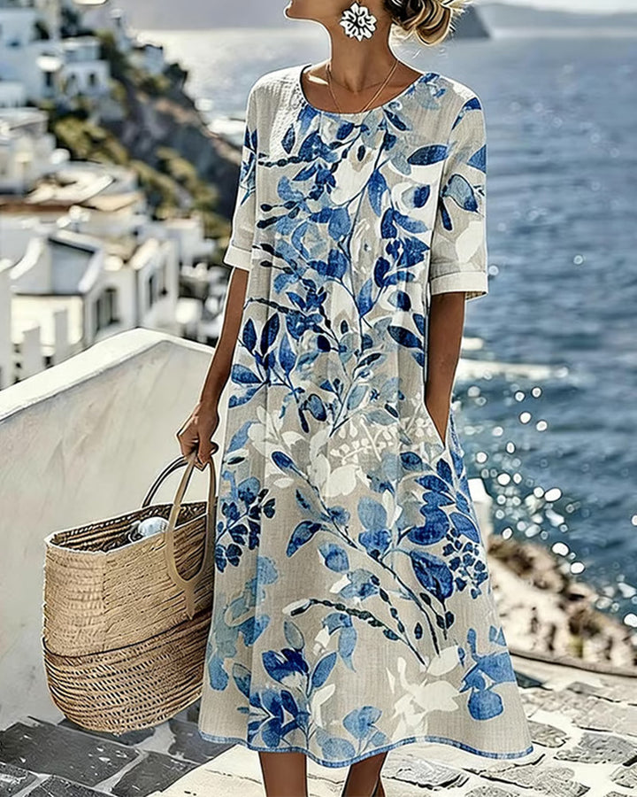 Elena | Vestido midi floral ligero y fluido
