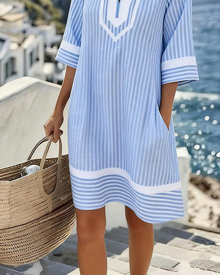 Klara | Vestido de rayas ligero con escote en V