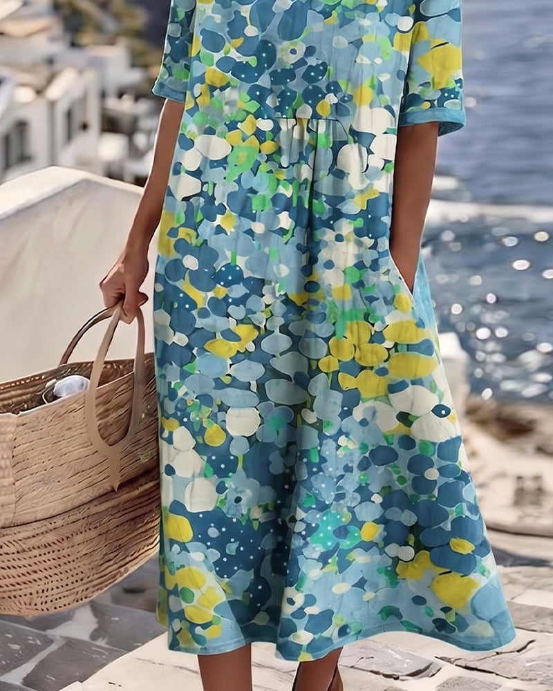 Elena | Vestido midi floral ligero y fluido