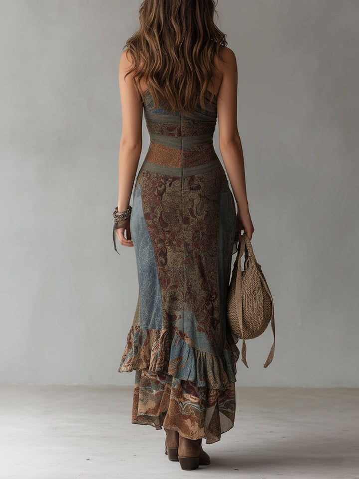 Indie | Vestido Maxi Asimétrico con Diseño Étnico