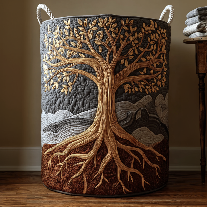 Canasta de Ropa Artesanal - Diseño del Árbol de la Vida