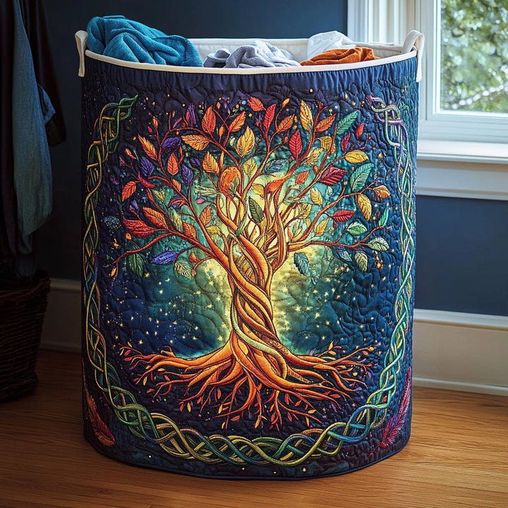 Canasta de Ropa Hecha a Mano - Diseño del Árbol de la Vida