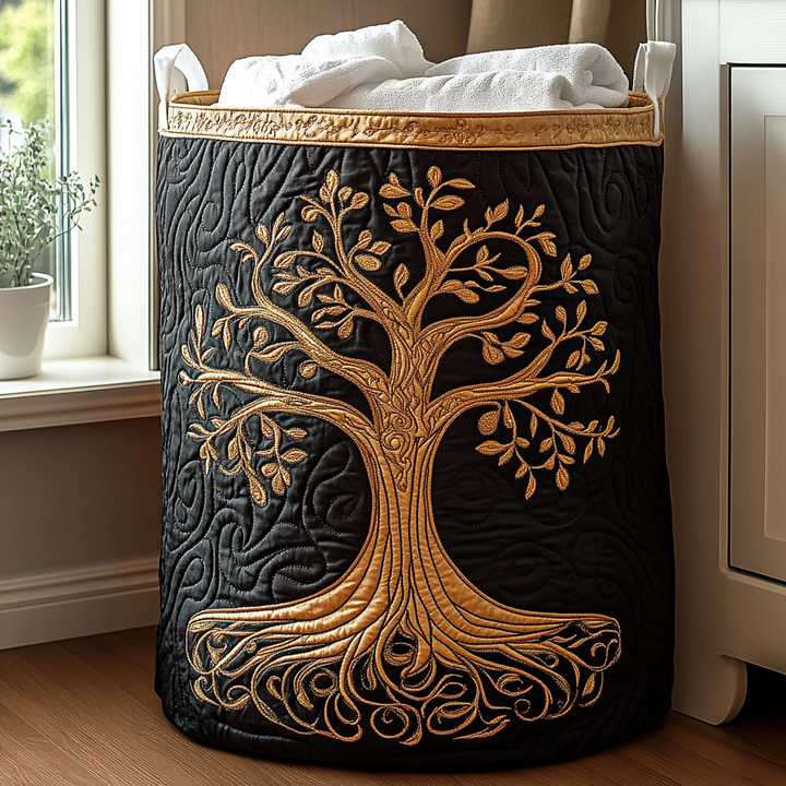 Canasta de Ropa Artesanal - Diseño del Árbol de la Vida