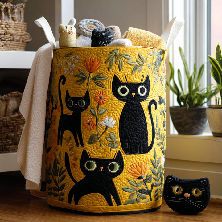 Canasta de Ropa Artesanal con Diseño de Gato