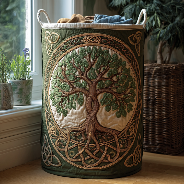 Canasta de Ropa Artesanal - Diseño del Árbol de la Vida