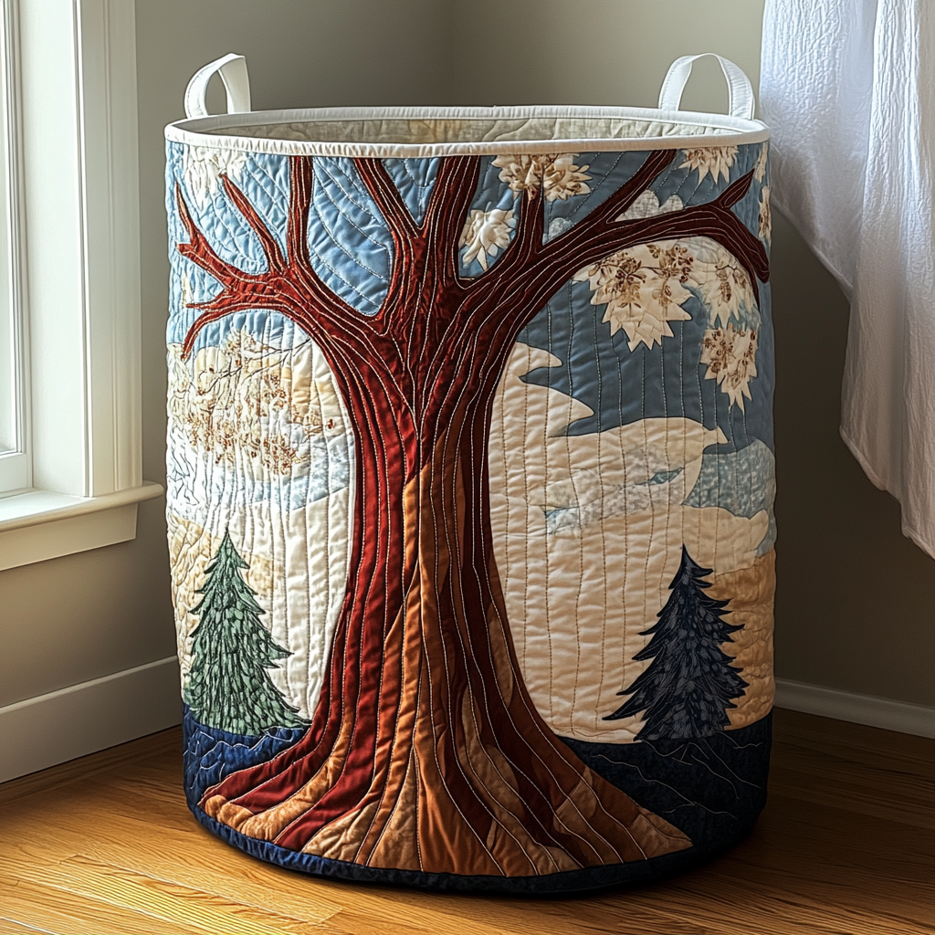 Canasta de Ropa Artesanal - Diseño del Árbol de la Vida