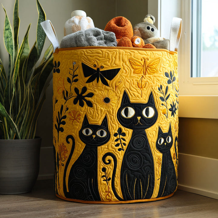Canasta de Ropa Artesanal con Diseño de Gato