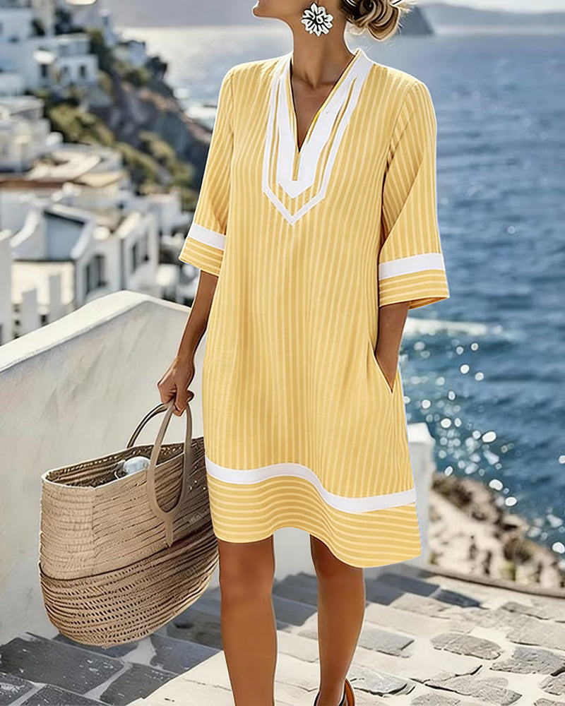 Klara | Vestido de rayas ligero con escote en V