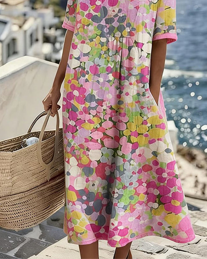 Elena | Vestido midi floral ligero y fluido
