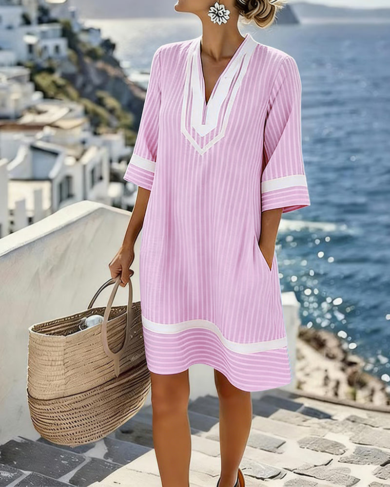 Klara | Vestido de rayas ligero con escote en V
