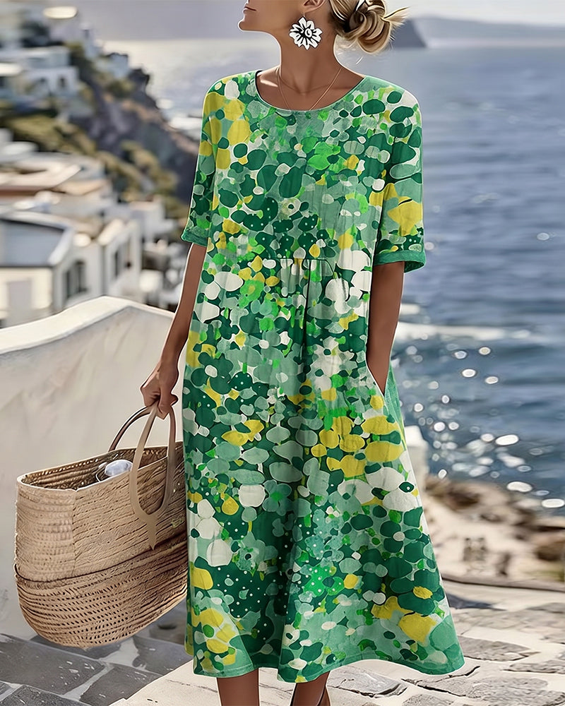 Elena | Vestido midi floral ligero y fluido
