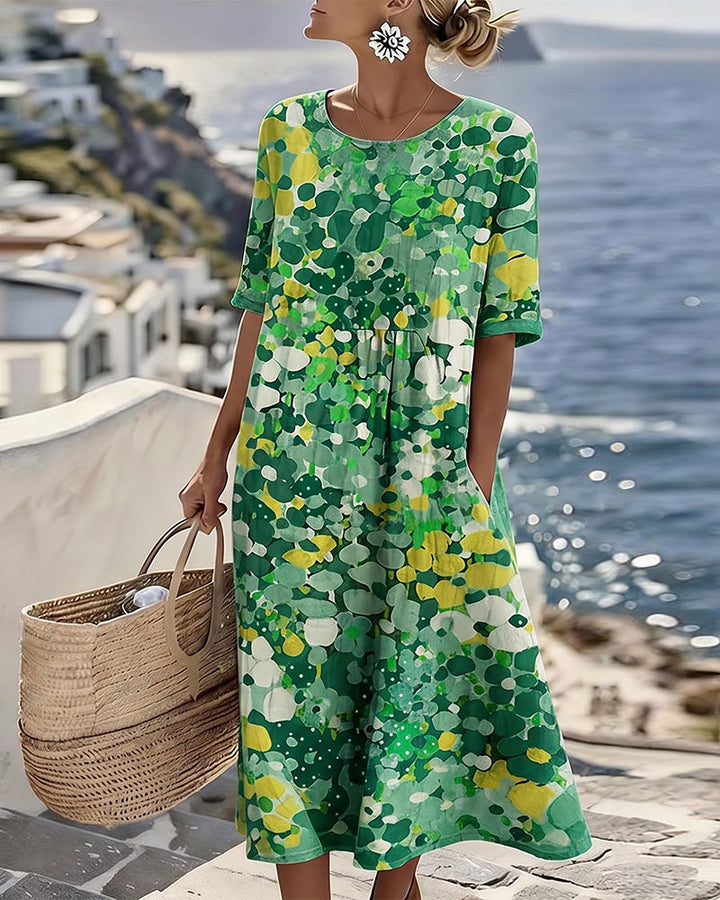 Elena | Vestido midi floral ligero y fluido