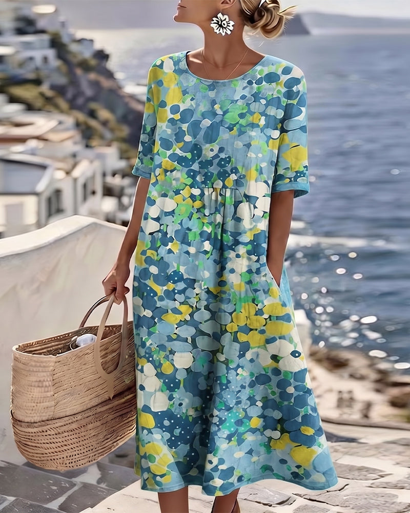 Elena | Vestido midi floral ligero y fluido