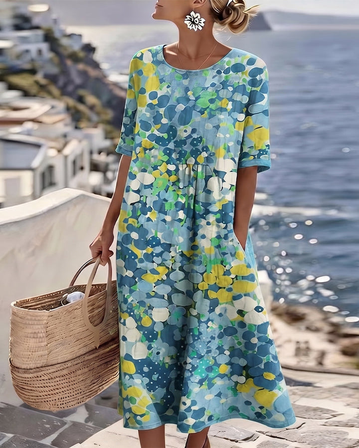 Elena | Vestido midi floral ligero y fluido