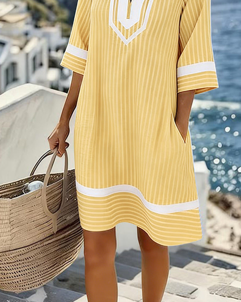 Klara | Vestido de rayas ligero con escote en V