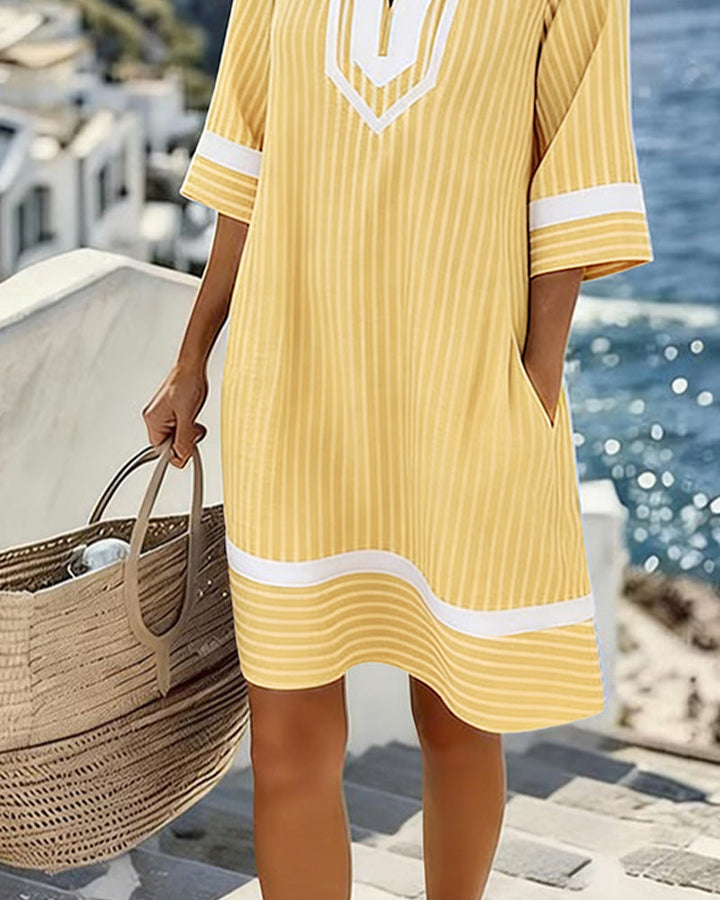 Klara | Vestido de rayas ligero con escote en V