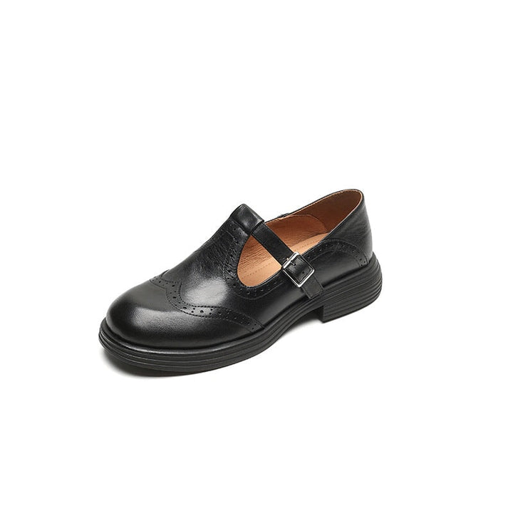 Elegantes Zapatos Mary Jane de Cuero