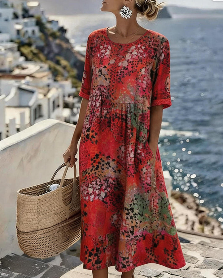 Elena | Vestido midi floral ligero y fluido