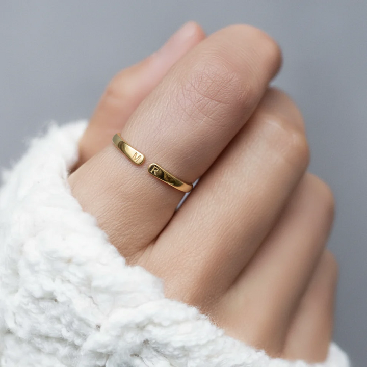 Anillo Abierto Iniciales Dobles Personalizable