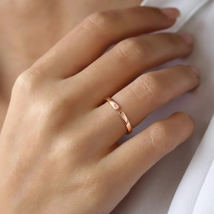Anillo Abierto Iniciales Dobles Personalizable
